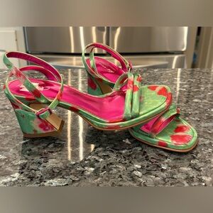 Circus by Sam Edelman Hartlie Ankle Strap Sandal In Green Pink Women’s 7 heels